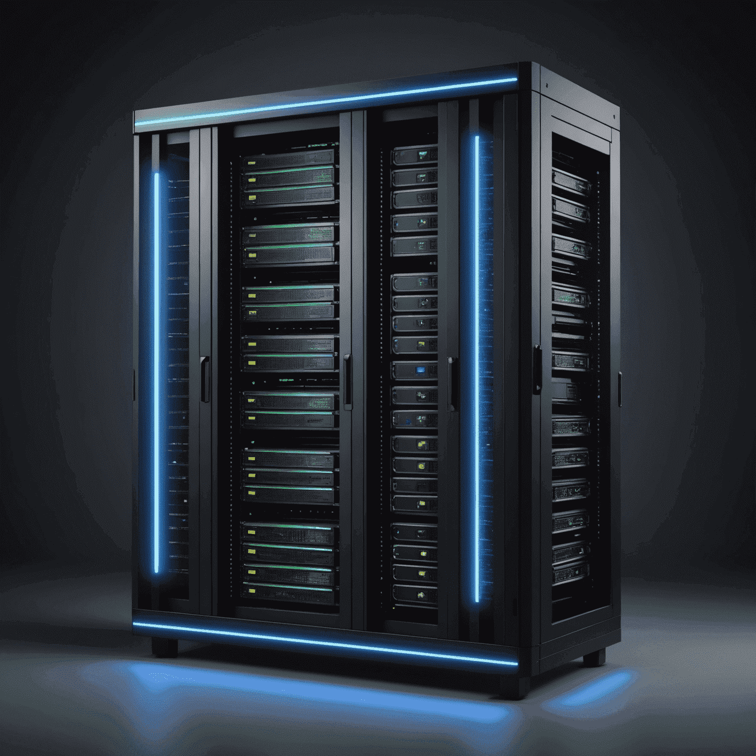 A server rack with glowing lights, representing high-performance game server hosting solutions