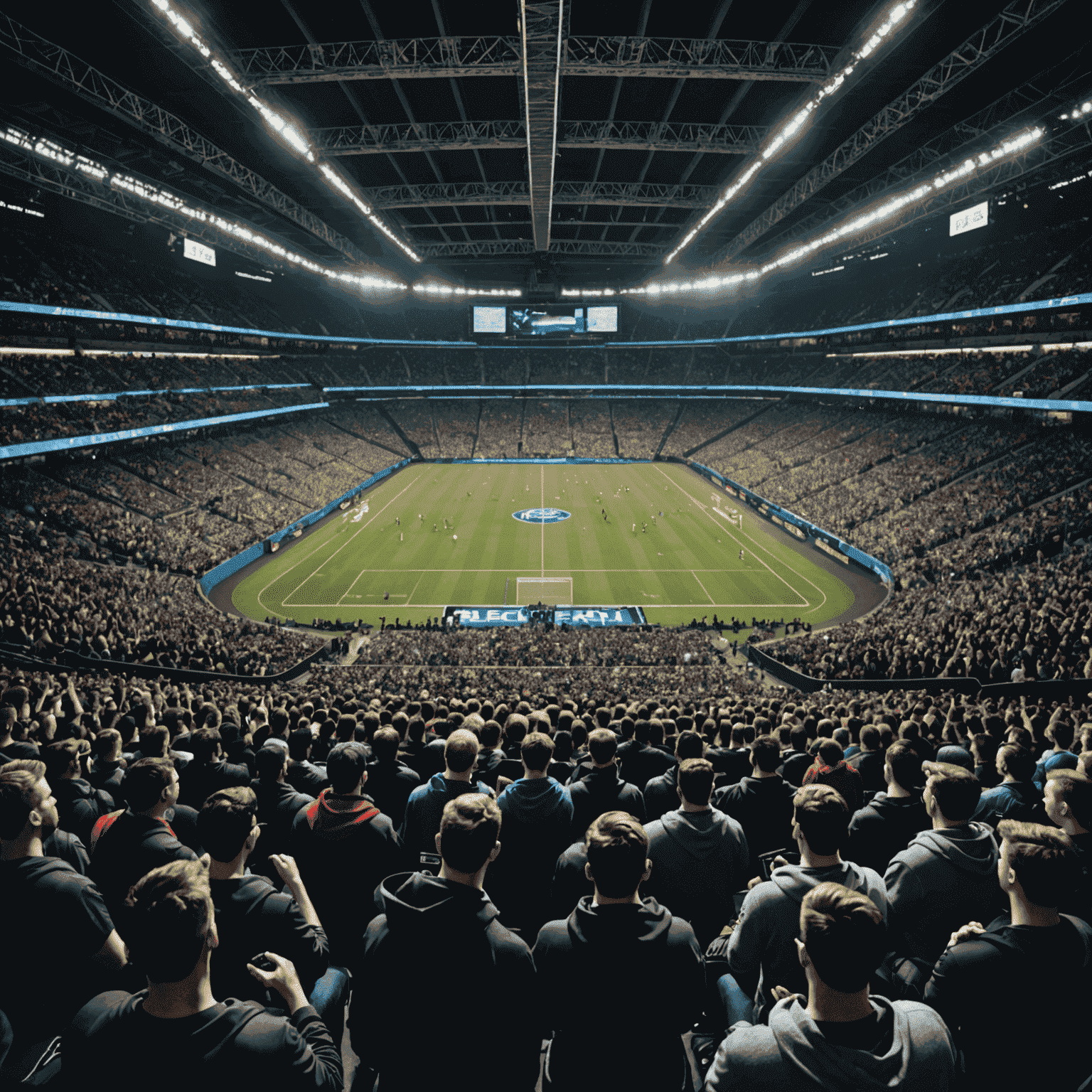 An image showing a large stadium filled with cheering fans at an esports tournament